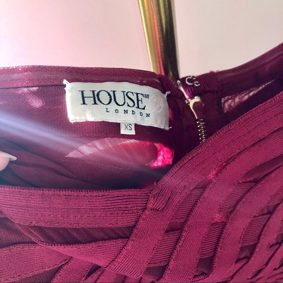 House of CB Strapless Bandage Dress - Deep Red - Picture 3 of 3